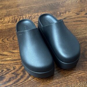 Crocs Dylan Black Slip-On Platform Clogs